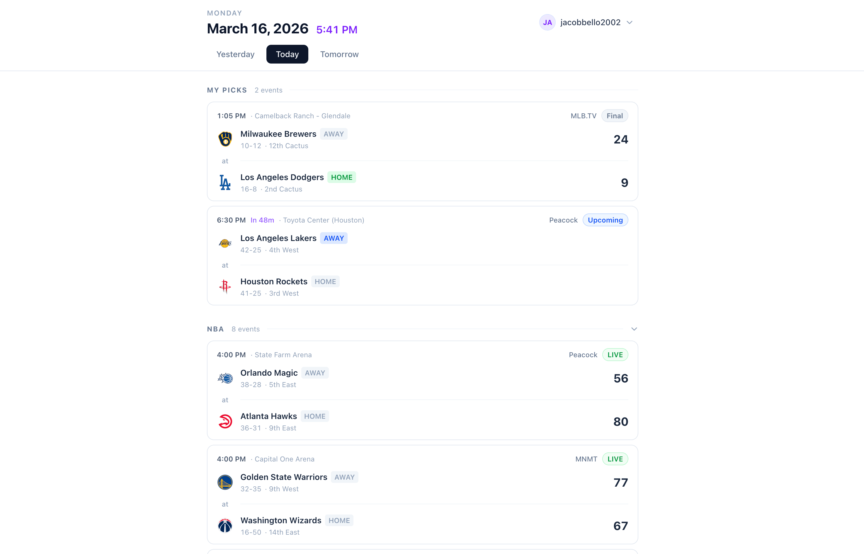 Sports Calendar — Schedule Tracker